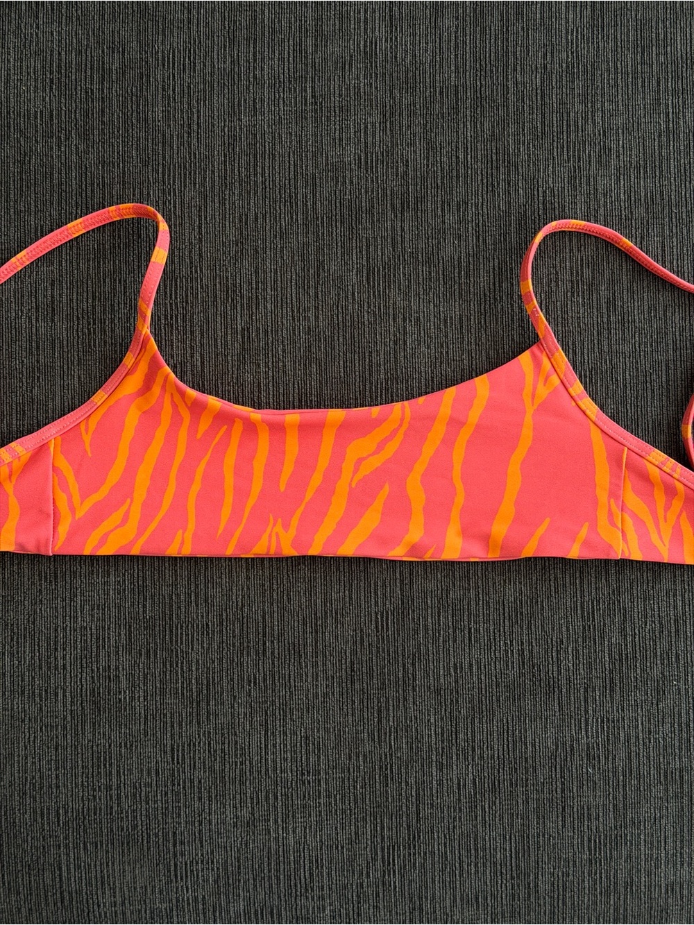 SKATIE XS Maddie Top in Mauna Loa - Pink and Orange Zebra/Tiger-Print Bikini Top